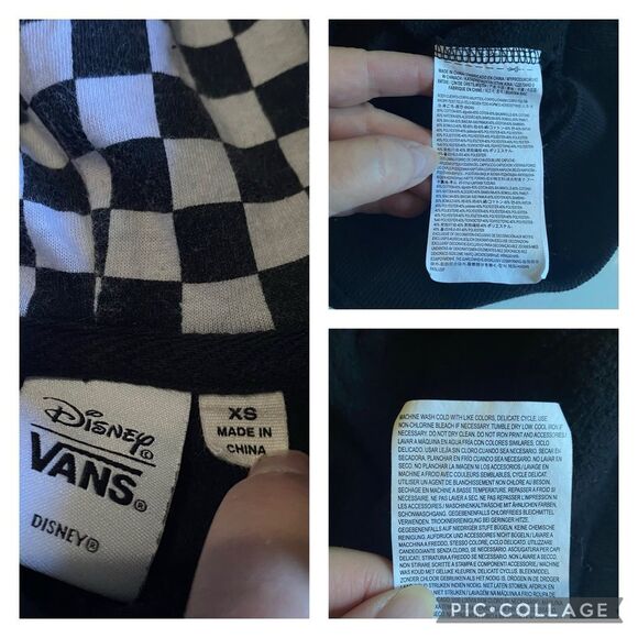 Vans x Disney Punk Mickey & Minnie Mouse Flames Checkered Pullover Hoodie Sz XS - Picture 14 of 16